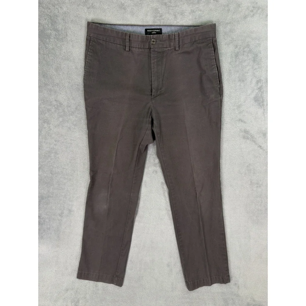 Banana Republic Chino Pants Mens 33x30 Gray‎ Emerson Straight Leg Flat Front